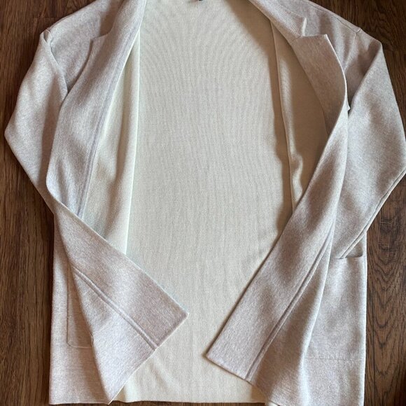 Eileen Fisher light grey wool blend cardigan Womens Small Petite open loose soft - Picture 8 of 10